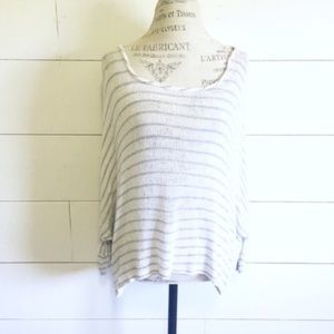 Final Touch Tops - white and gray striped batwing top Final Touch Tops - white and gray striped batwing top